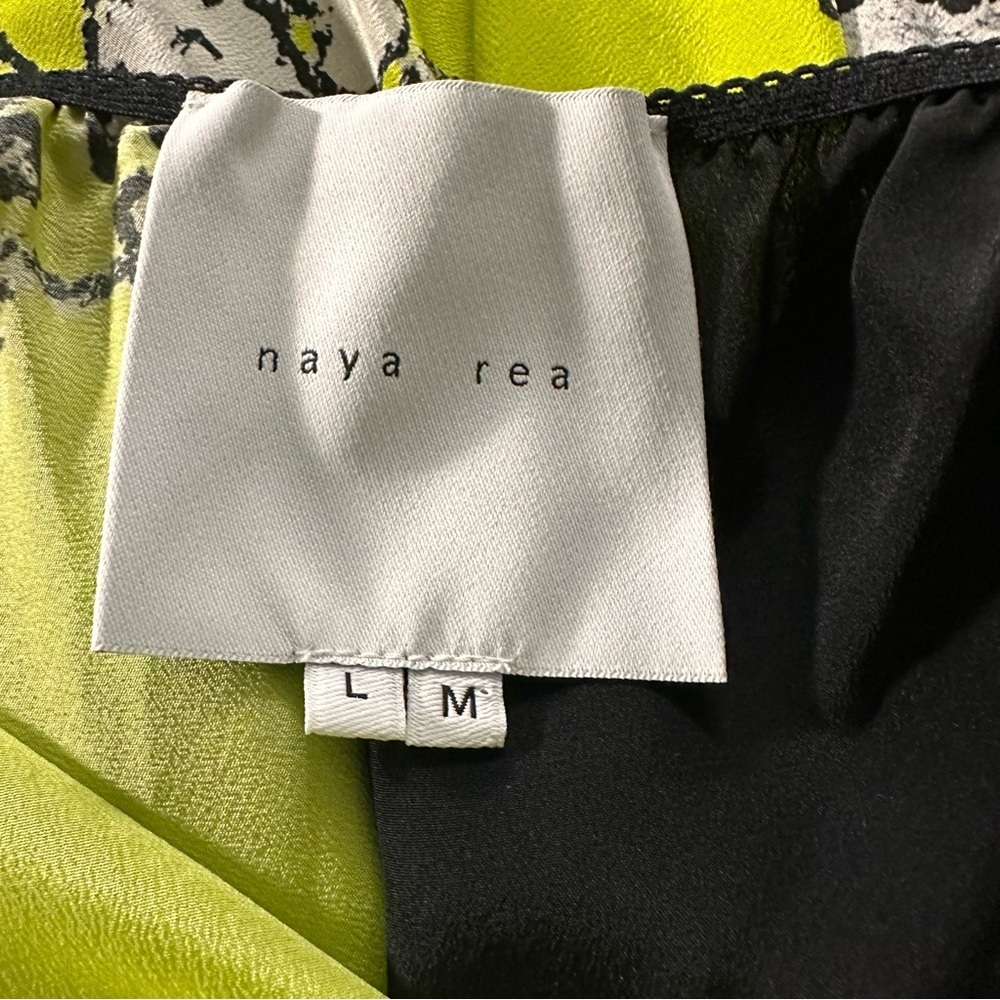 Naya Rea Silk Maxi Dress SZ ML Green Black White Date Night Luxury EUC - Picture 2 of 8